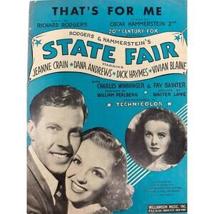 Thats For Me Sheet Music 1945‎ State Fair Richard Rodgers Oscar Hammerstein